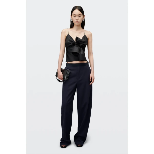 Alexander Wang Logo Elastic Mid-Rise Articulated Pant in Dark Navy | Pants | Luxury Shoes 