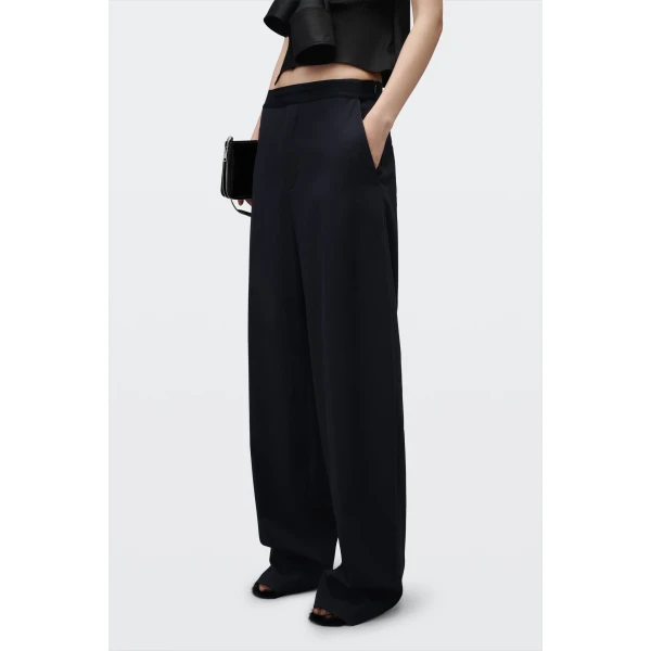 Alexander Wang Logo Elastic Mid-Rise Articulated Pant in Dark Navy | Pants | Luxury Shoes 