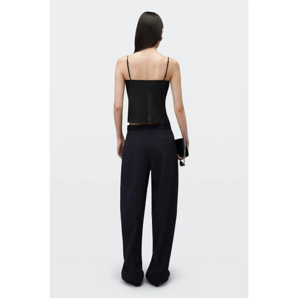 Alexander Wang Logo Elastic Mid-Rise Articulated Pant in Dark Navy | Pants | Luxury Shoes 