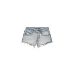 Alexander Wang Logo-Embossed Mid-Rise Inverted Denim Short in Inverted Bleach Blue | Luxury Shoes 