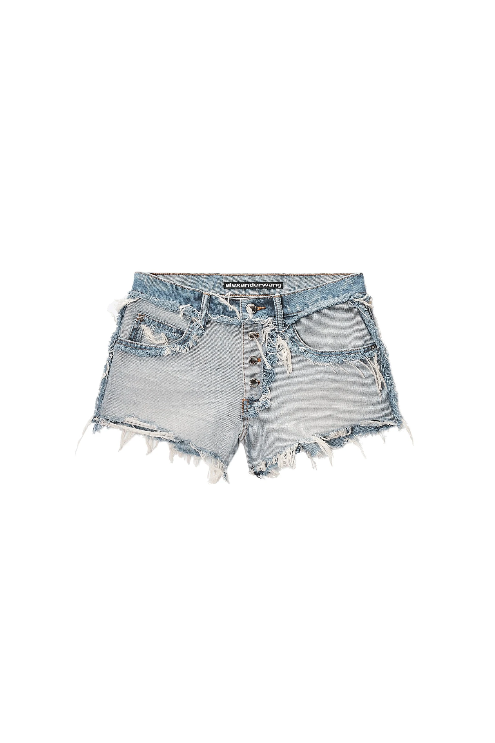 Alexander Wang Logo-Embossed Mid-Rise Inverted Denim Short in Inverted Bleach Blue Alexander Wang Logo-Embossed Mid-Rise Inverted Denim Short in Inverted Bleach Blue | Luxury Shoes