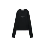 Alexander Wang Logo Print Fitted Long-Sleeve Tee in Black | Luxury Shoes 