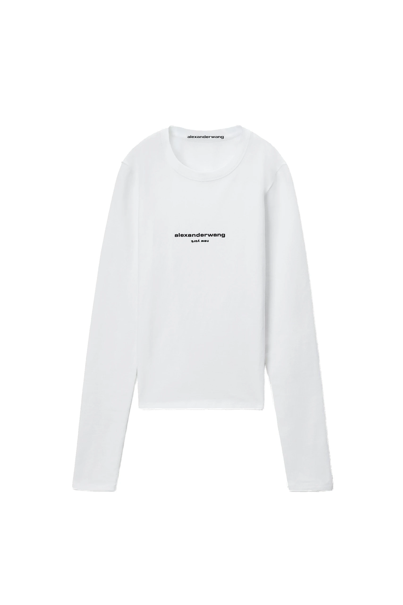 Alexander Wang Logo Print Fitted Long-Sleeve Tee in White Alexander Wang Logo Print Fitted Long-Sleeve Tee in White | Luxury Shoes
