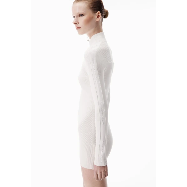 Alexander Wang Logo Track Stripe Dress in Optic White | Dresses | Luxury Shoes 