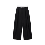 Alexander Wang Mid-Rise Layered Boxer Belted Tailored Pant in Black and White Pinstripe | Luxury Shoes 