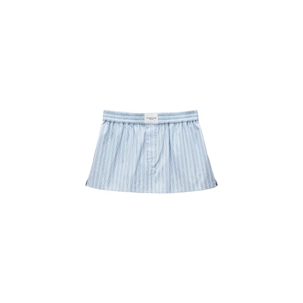 Mid-Rise Mini Boxer Skort in Light Blue Stripe