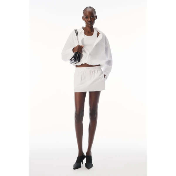 Alexander Wang Mid-Rise Mini Boxer Skort in White | Mini Skirts | Luxury Shoes 