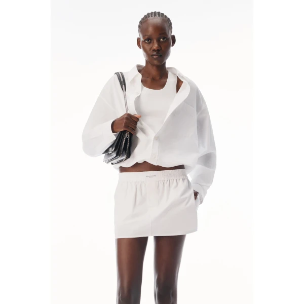 Alexander Wang Mid-Rise Mini Boxer Skort in White | Mini Skirts | Luxury Shoes 