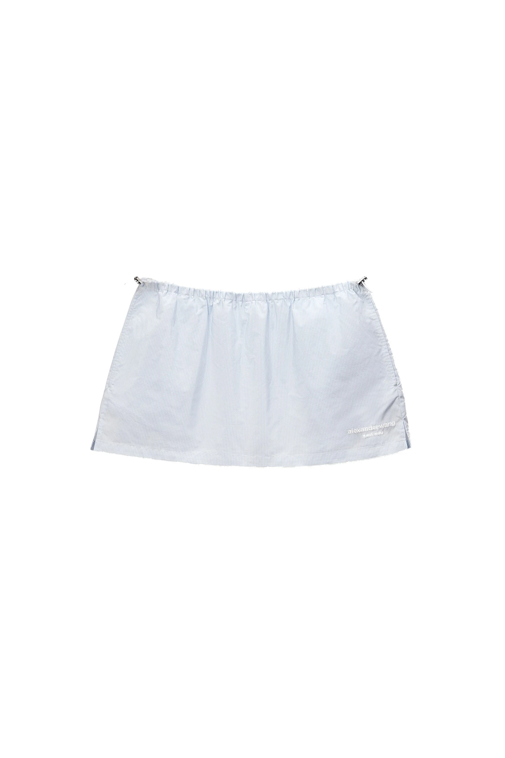 Alexander Wang Mid-Rise Mini Skort with Bungee Drawcord in White and Blue Stripe Alexander Wang Mid-Rise Mini Skort with Bungee Drawcord in White and Blue Stripe | Luxury Shoes