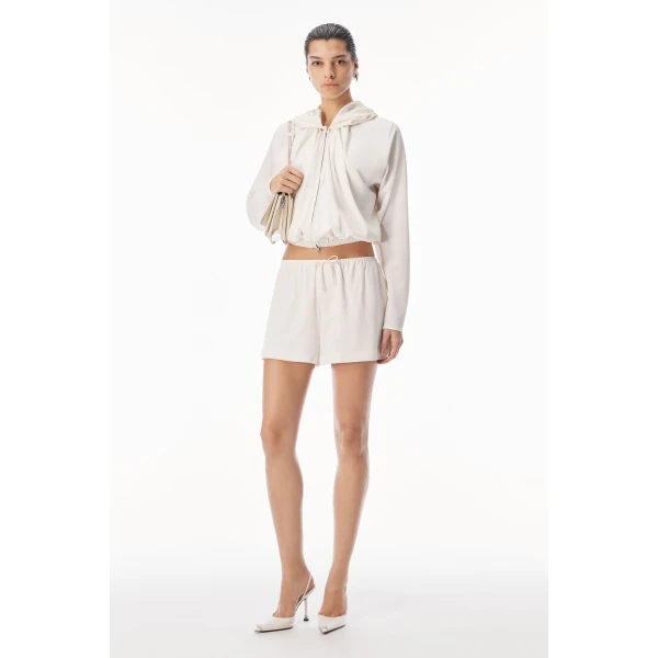 Alexander Wang Mid-Rise Pleated Short in Star White | Shorts | Luxury Shoes 