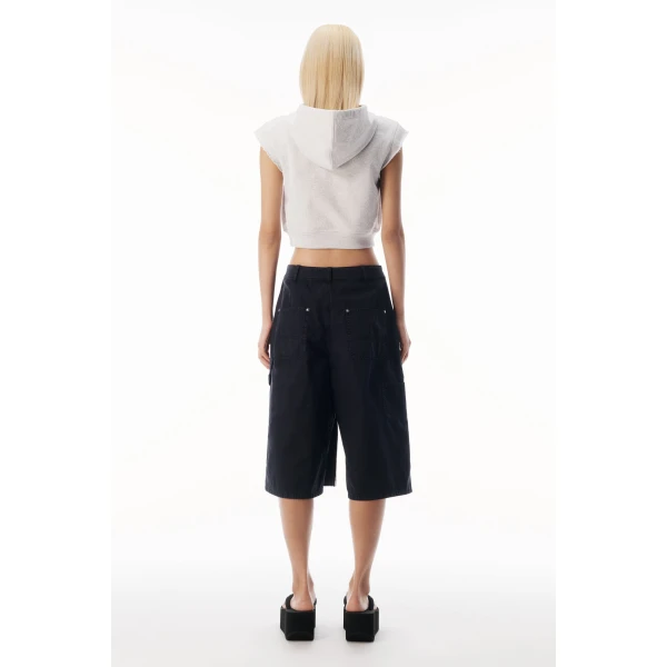 Alexander Wang Midi Skort with Front Zip and Utility Details in Washed Black | Midi Skirts | Luxury Shoes 