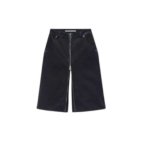 Alexander Wang Midi Skort with Front Zip and Utility Details in Washed Black | Luxury Shoes 