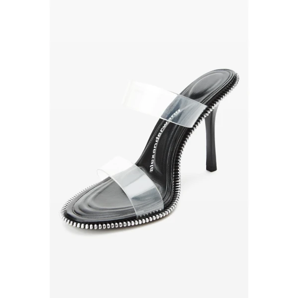 Alexander Wang Nova 105mm Double Strap Zipper Sandal in Black | Sandals | Luxury Shoes 
