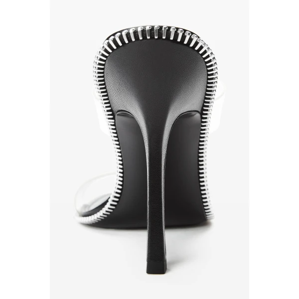 Alexander Wang Nova 105mm Double Strap Zipper Sandal in Black | Sandals | Luxury Shoes 