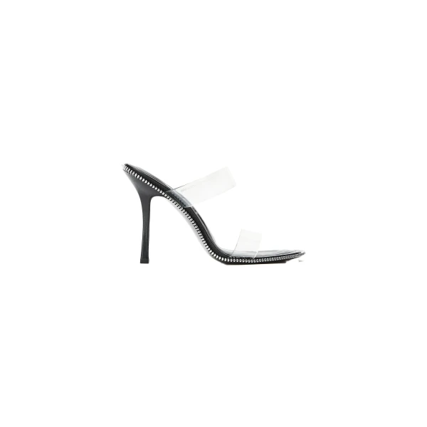 Alexander Wang Nova 105mm Double Strap Zipper Sandal in Black | Luxury Shoes 