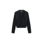 Alexander Wang Pleated Neckline Hoodie in Black | Luxury Shoes 
