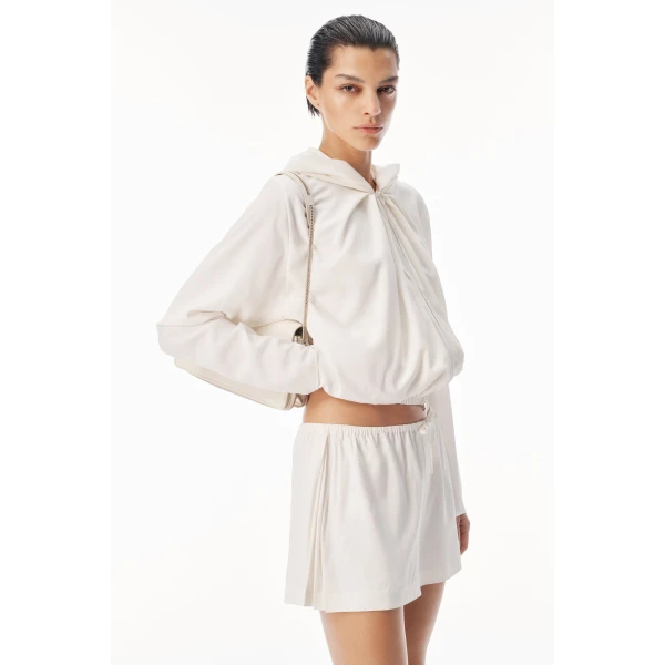 Alexander Wang Pleated Neckline Hoodie in Star White | Hoodies | Luxury Shoes 