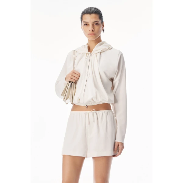 Alexander Wang Pleated Neckline Hoodie in Star White | Hoodies | Luxury Shoes 