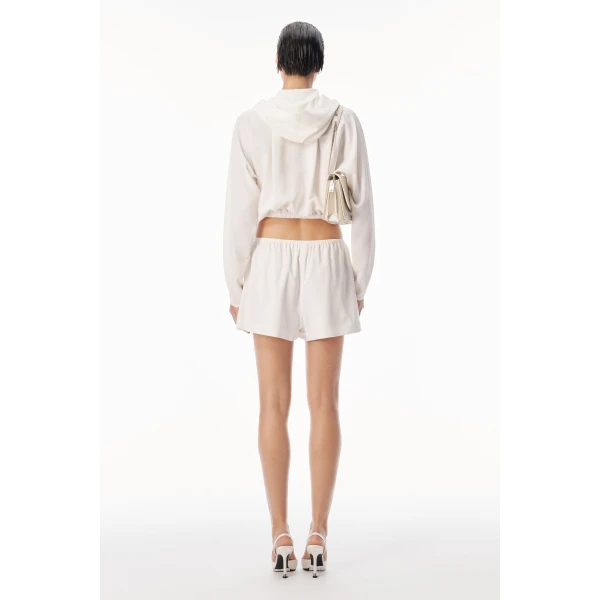 Alexander Wang Pleated Neckline Hoodie in Star White | Hoodies | Luxury Shoes 