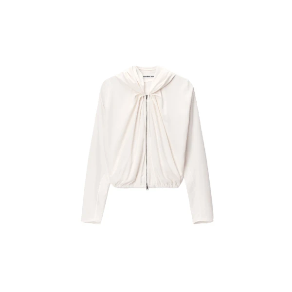 Alexander Wang Pleated Neckline Hoodie in Star White | Luxury Shoes 