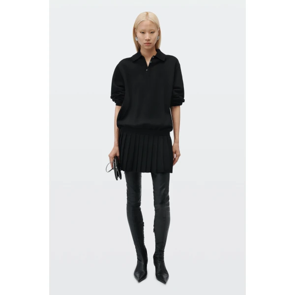 Alexander Wang Polo Dress with Heat Pressed Skirt in Black | Dresses | Luxury Shoes 
