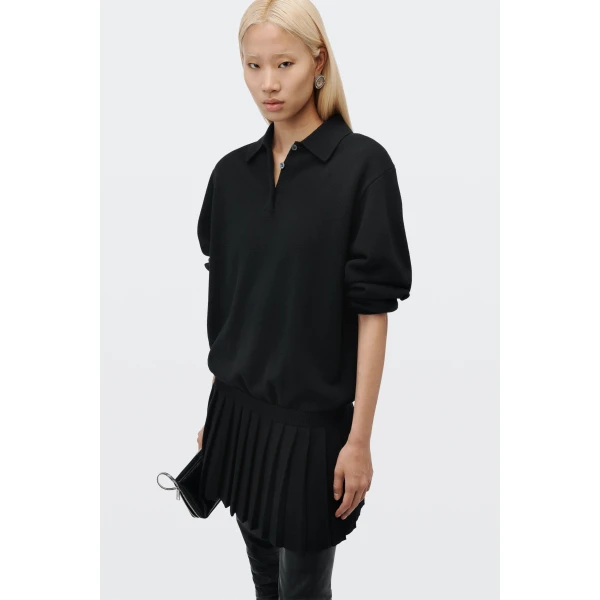 Alexander Wang Polo Dress with Heat Pressed Skirt in Black | Dresses | Luxury Shoes 
