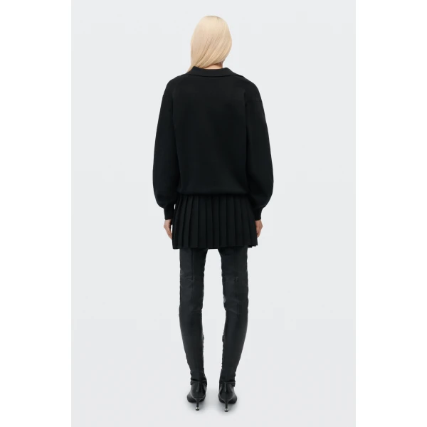 Alexander Wang Polo Dress with Heat Pressed Skirt in Black | Dresses | Luxury Shoes 