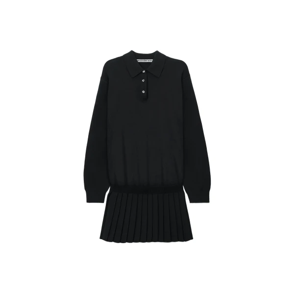 Alexander Wang Polo Dress with Heat Pressed Skirt in Black | Luxury Shoes 