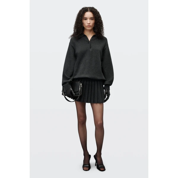 Alexander Wang Polo Dress with Heat Pressed Skirt in Graphite | Dresses | Luxury Shoes 