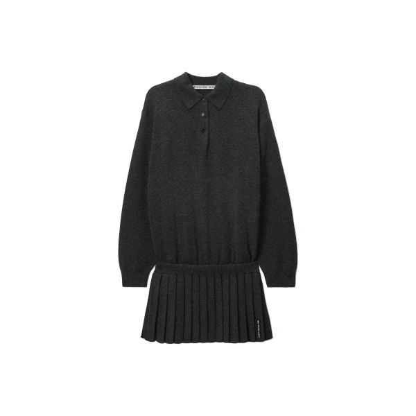 Alexander Wang Polo Dress with Heat Pressed Skirt in Graphite | Luxury Shoes 