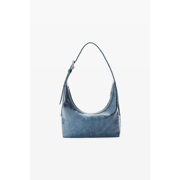 Alexander Wang Punch Glazed Denim Small Shoulder Bag in Blue | Shoulder & Crossbody Bags | Luxury Shoes 
