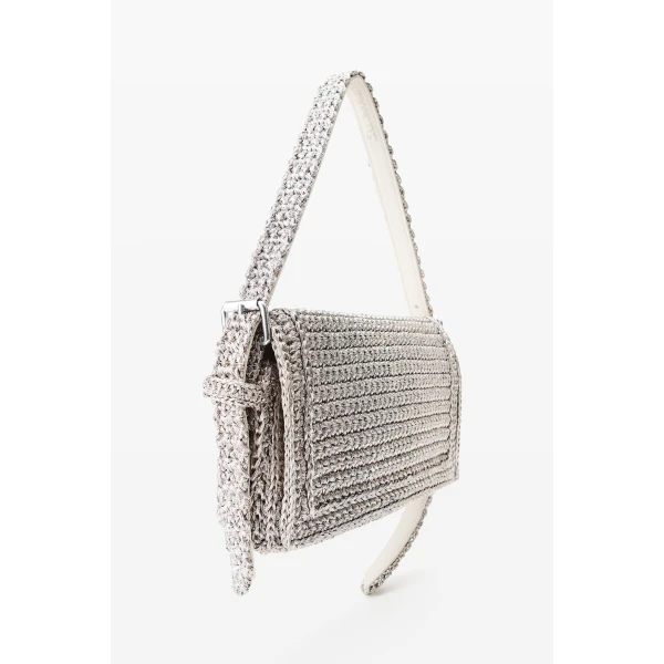 Alexander Wang Ricco Cozy Slim Flap Bag in Metallic Gunmetal | Shoulder & Crossbody Bags | Luxury Shoes 