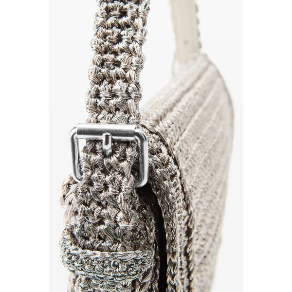 Alexander Wang Ricco Cozy Slim Flap Bag in Metallic Gunmetal | Shoulder & Crossbody Bags | Luxury Shoes 