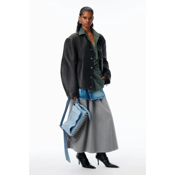 Alexander Wang Ricco Denim Medium Flap Bag in Blue | Shoulder & Crossbody Bags | Luxury Shoes 