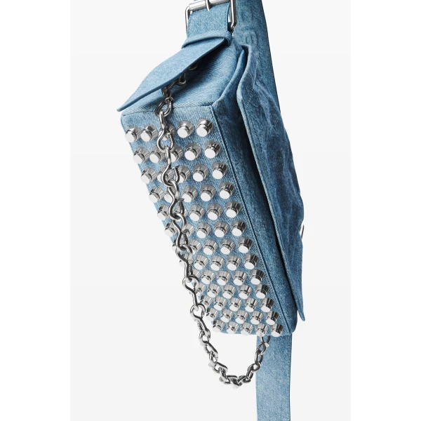 Alexander Wang Ricco Denim Medium Flap Bag in Blue | Shoulder & Crossbody Bags | Luxury Shoes 