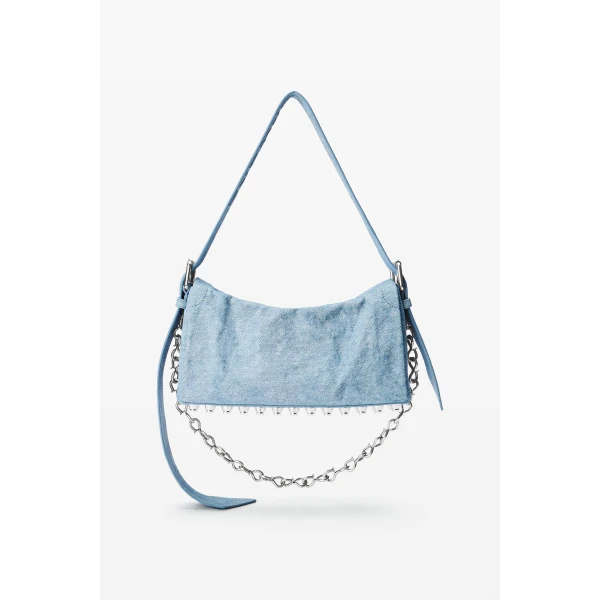 Alexander Wang Ricco Denim Medium Flap Bag in Blue | Shoulder & Crossbody Bags | Luxury Shoes 