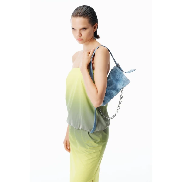 Alexander Wang Ricco Denim Slim Flap Bag in Blue | Shoulder & Crossbody Bags | Luxury Shoes 