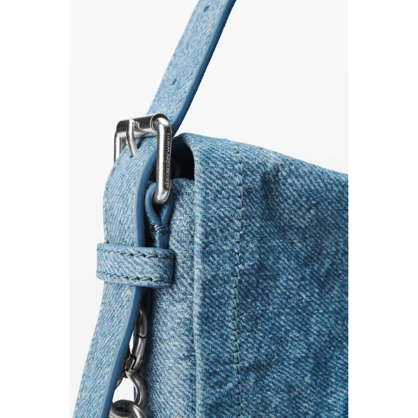 Alexander Wang Ricco Denim Slim Flap Bag in Blue | Shoulder & Crossbody Bags | Luxury Shoes 