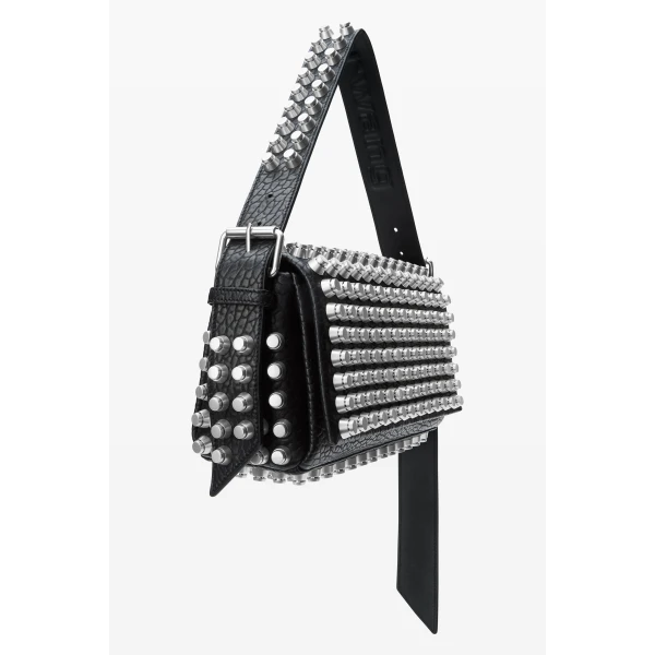 Alexander Wang Ricco Studded Medium Flap Bag in Black | Shoulder & Crossbody Bags | Luxury Shoes 