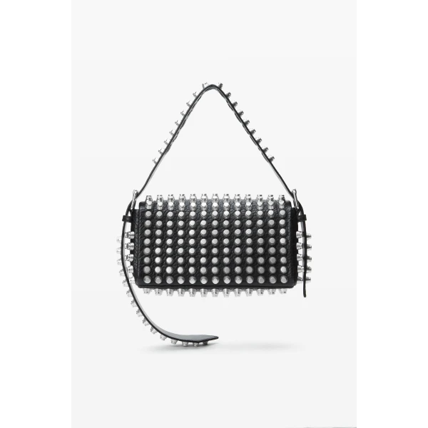 Alexander Wang Ricco Studded Medium Flap Bag in Black | Shoulder & Crossbody Bags | Luxury Shoes 