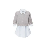 Alexander Wang Sheer Crewneck Sweater Button Up in Heather Grey | Luxury Shoes 