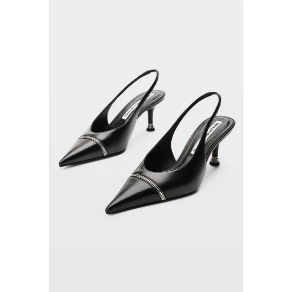 Alexander Wang Slasher 65mm Zip Slingback in Black | Heels | Luxury Shoes 