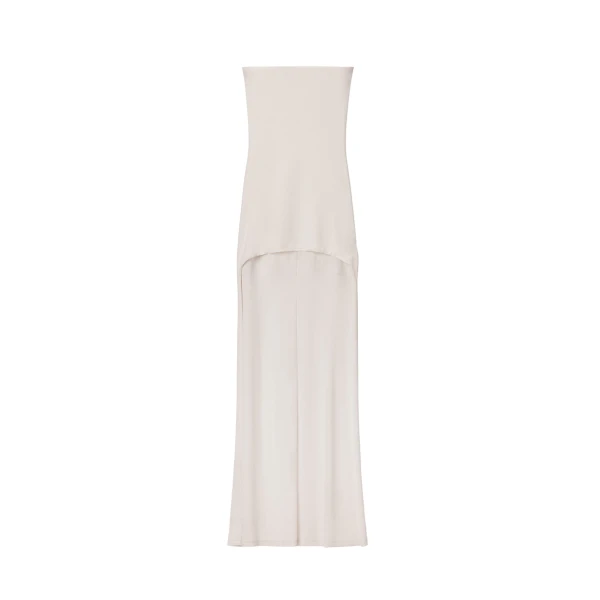 Strapless High-Low Bodycon Dress in Star White