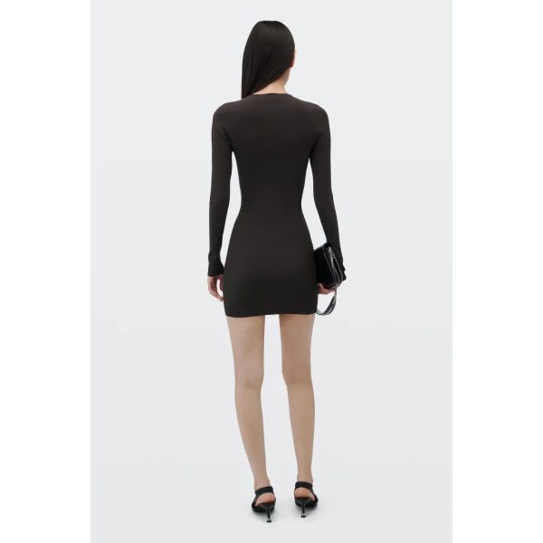 Alexander Wang Textured Logo Crewneck Dress in Black | Dresses | Luxury Shoes 