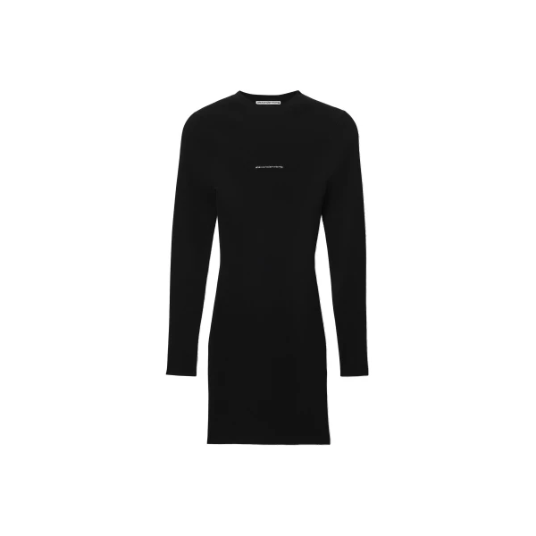 Alexander Wang Textured Logo Crewneck Dress in Black | Luxury Shoes 