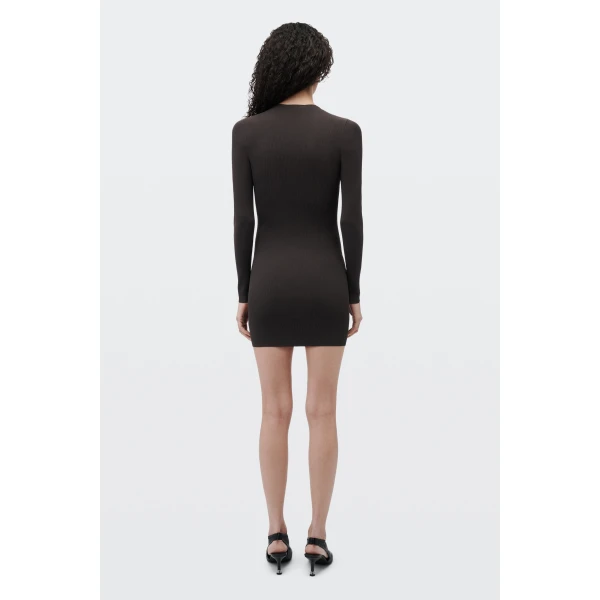 Alexander Wang Textured Logo Crewneck Dress in Cola | Dresses | Luxury Shoes 