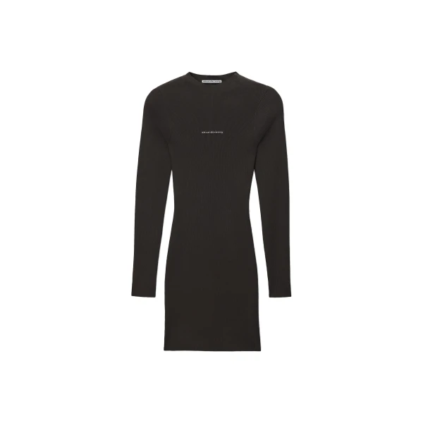 Alexander Wang Textured Logo Crewneck Dress in Cola | Luxury Shoes 