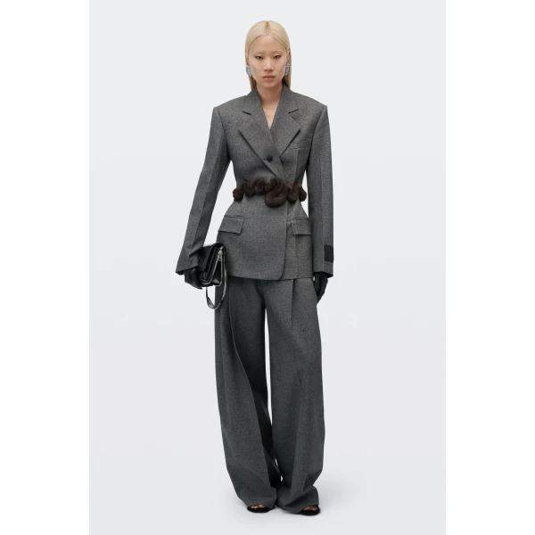 Alexander Wang Tweed Button-Detail Blazer in Charcoal | Blazers | Luxury Shoes 