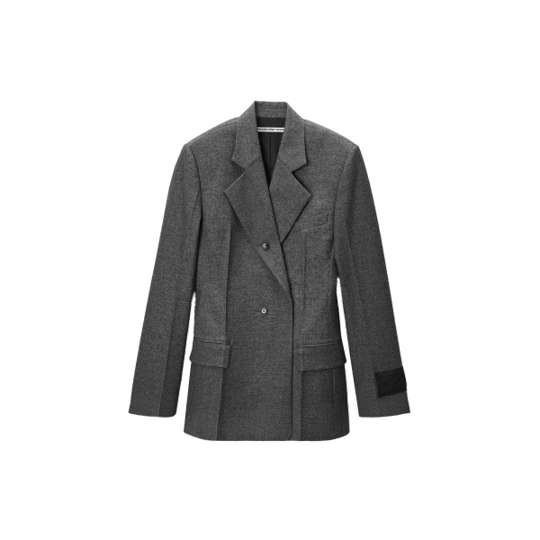 Alexander Wang Tweed Button-Detail Blazer in Charcoal | Luxury Shoes 