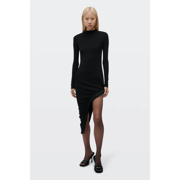 Alexander Wang Twisted Drape Hem Dress in Black | Dresses | Luxury Shoes 